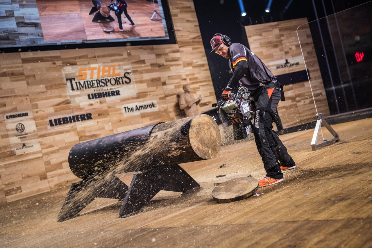 Robert Ebner from Germany competing in Hot Saw